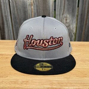 New Era 59FIFTY Houston Cooperstown Collection Fitted Hat 7 3/4 Grey Black MLB